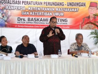 Ketua DPRD Sumatera Utara Baskami Ginting mengajak segenap warga Kelurahan Cinta Damai, Kecamatan Medan Helvetia untuk kompak menjaga lingkungan dari peredaran narkoba.