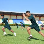 Pemain PSMS Medan saat melakukan latihan di Stadion Mini Disporasu
