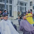 Walikota Medan bersama Dadim saat dipangkas dalam acara amal untuk misi kemanusiaan Palestina