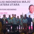 Calon Wakil Presiden, Gibran Rakabuming Raka saat memberikan sambutan politiknya di Gedung MICC, Sabtu malam (18/11/2023)
