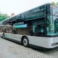 Bus transportasi umum bertenaga listrik mulai beroperasi di Kota Medan, Jumat (5/1/2024). Bus tersebut mulai beroperasi mulai Pukul 06.30 - 22.00 Wib dengan biaya gratis.