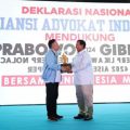 Aliansi Advokat Indonesia mendeklarasikan dukungan terhadap pasangan calon nomor urut 02, Prabowo Subianto dan Gibran Rakabuming Raka.