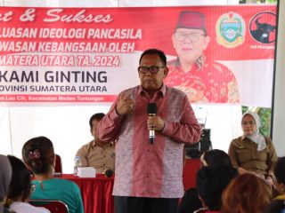 Baskami Ginting saat bertemu masyarakat, Selasa (6/2/2024).(HO/kaldera)