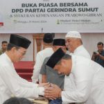 DPD Gerindra Sumut menggelar syukuran kemenangan Prabowo Subianto dan Gibran Rakabuming Raka dalam pemilihan presiden yang dihelat 14 Februari 2024.