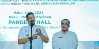 Walikota Medan, Bobby Afif Nasution mengajak seluruh umat kristiani Kota Medan saling berkolaborasi mendukung Pemko Medan dalam mensukseskan pembangunan yang tengah dijalankan saat ini.