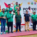 Atlet Lempar Cakram Putra Sumut, Hardody Sihombing berhasil meraih medali emas PON XXI Aceh - Sumut 2024 yang berlangsung di Stadion Madya Atletik, Deliserdang, Sumatera Utara, Sabtu (14/9/2024).