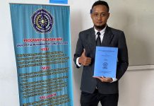 Ari Sisworo, usai menjalani sidang tesis di Pascasarjana UMSU.(HO/kaldera)