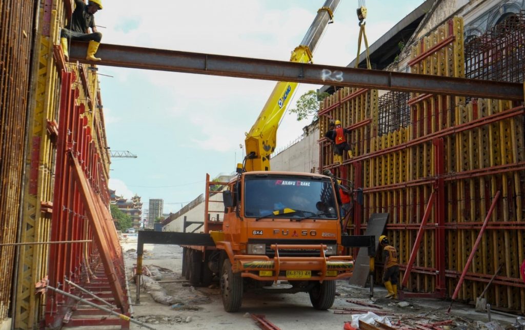 Progres pembangunan underpass HM Yamin, Medan.(ist)