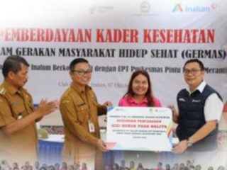 PT Indonesia Asahan Aluminium (INALUM) /mendukung penuh terhadap program Gerakan Masyarakat Hidup Sehat (GERMAS), di Club House Komplek Perumahan PT INALUM Desa Pintu Pohan, Kecamatan Pintu Pohan Meranti, Kabupaten Toba.