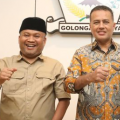 Sekretaris DPD Partai Gerindra Sugiat Santoso (Kiri) dan Ketua DPD Partai Golkar Sumut Musa Rajekshah (kanan) akan dilantik sebagai anggota DPR RI periode 2024-2029, Selasa (1/10/2024)