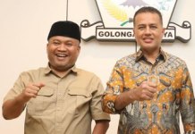 Sekretaris DPD Partai Gerindra Sugiat Santoso (Kiri) dan Ketua DPD Partai Golkar Sumut Musa Rajekshah (kanan) akan dilantik sebagai anggota DPR RI periode 2024-2029, Selasa (1/10/2024)