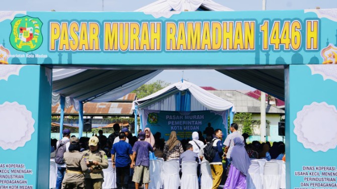 Pemko Medan kembali menggelar pasar murah dalam rangka menyambut bulan suci Ramadhan dan Idul Fitri 1446 H.
