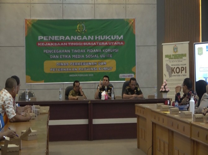 Kejaksaan Tinggi Sumatera Utara menggelar penerangan hukum di Dinas Perkebunan dan Peternakan Provinsi Sumatera Utara, Kamis (27/2/2025)