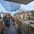 Gudang yang diduga menjadi tempat penyimpanan dan pengoplosan solar ilegal di wilayah utara Kota Medan