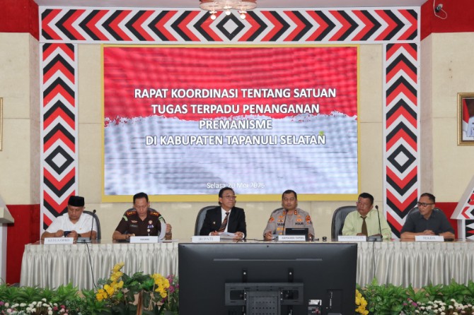 Pemerintah Kabupaten (Pemkab) Tapanuli Selatan (Tapsel) bersama aparat penegak hukum dan sejumlah pemangku kepentingan resmi membentuk Satuan Tugas Pemberantasan Premanisme