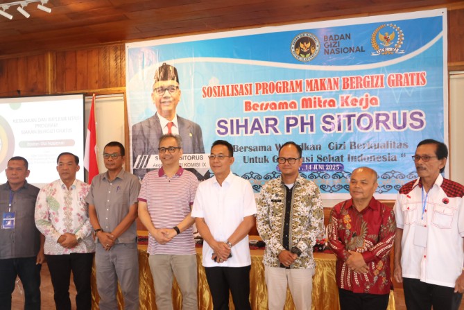 Kegiatan Sosialisasi Program Makan Bergizi Gratis (MBG) di Sopo Namora, Kecamatan Sipirok, Sabtu (14/6/2025).