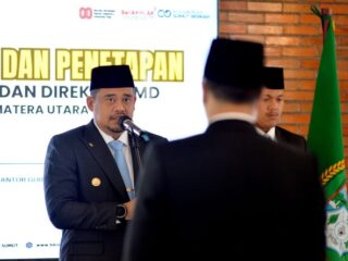 Gubernur Sumatera Utara Bobby Afif Nasution melantik Dewan Pengawas (Dewas) Perusahaan Daerah Aneka Industri dan Jasa (PD AIJ), serta dua orang Direksi Perudahaan Umum Daerah (Perumda) Tirtanadi. Pelantikan berlangsung di Anjungan Lantai 9, Kantor Gubernur Sumut, Jalan Pangeran Dipengoro Nomor 30 Medan, Jumat (8/8/2025).