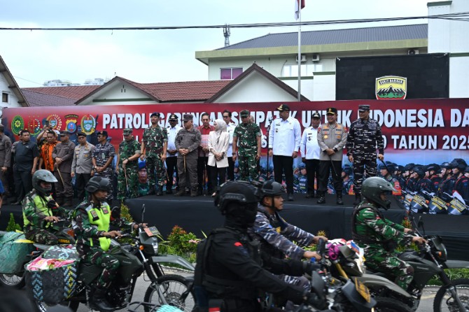 Gubernur Sumatera Utara Muhammad Bobby Afif Nasution melepas pemberangkatan 480 personel Patroli Gabungan Simpatik, yang membawa 28.000 ton beras serta bahan pangan lainnya.