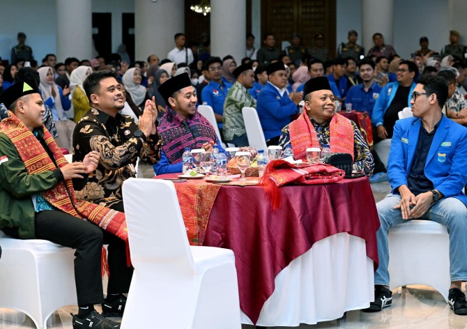 Pelantikan PKC PMII Sumut Masa Khidmat 2025–2027 di Aula Raja Inal Siregar, Kantor Gubernur Sumut, Jalan Diponegoro Nomor 30 Medan, Jumat (12/9/2025).