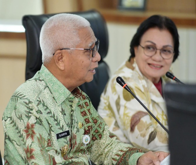 Wakil Gubernur Sumut Surya saat menerima rombongan BAP DPD RI di Aula Raja Inal Siregar, Kantor Gubernur Sumut, Jumat (21/11/2025). Foto: dokumen Dinas Kominfo Sumut
