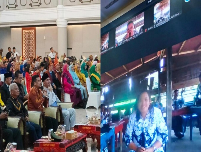 Gubernur Sumut Bobby Nasution saat melakukan dialog dengan guru di pulau terluar Sumut, Selasa (25/11/2025). Foto: Reza Sahab/kaldera.id