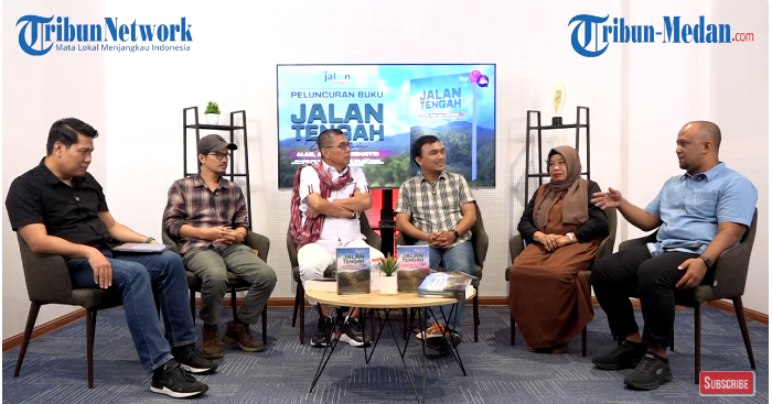 Tangkapan layar suasana diskusi "Jumpa Tengah" di channel Tribun Medan.(HO/kaldera)