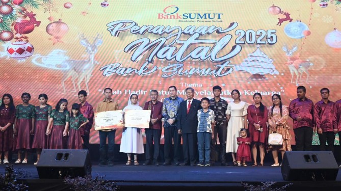 Suasana Perayaan Natal Bank Sumut, Sabtu (6/12/2025). Foto; IST