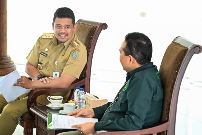 Gubernur Sumut Bobby Afif Nasution saat menerima kunjungan BPODT. Foto; dokumen Dinas Kominfo Sumut