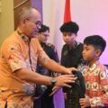 Musaddad saat penyaluran zakat pegawai PT Bank Sumut Tahun 2026 di Aula Bank Sumut, Medan, Kamis (21/5/2026).