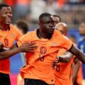 Penyerang Timnas Belanda Brian Brobbey melakukan selebrasi usai mencetak gol ke gawang Swedia dalam laga kedua Grup F Piala Dunia 2026 di Stadion Houston, Minggu (21/6/2026). Belanda menang 5-1. Foto: Reuters