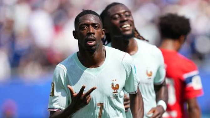 Ousmane Dembele cetak hattrick saat melawan Norwegia. (Google)
