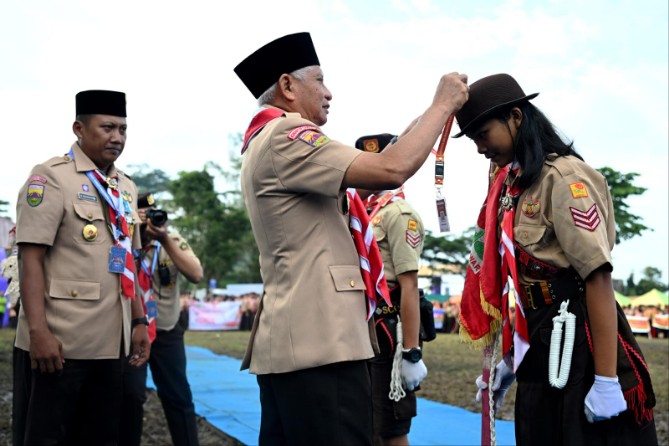 Wakil Gubernur Sumatera Utara Surya membuka Jambore Daerah (Jamda) XI Gerakan Pramuka Sumatera Utara 2026 di Bumi Perkemahan Sibolangit, Kabupaten Deliserdang, Rabu (8/7/2026).