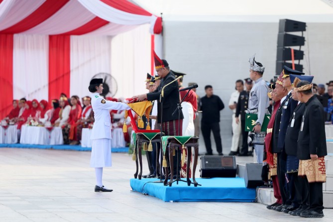 Upacara Peringatan Hari Ulang Tahun (HUT) ke-81 Kemerdekaan Republik Indonesia di Lapangan Astaka, Jalan Willem Iskandar, Kecamatan Percut Seituan, Kabupaten Deliserdang, Senin (17/8/2026).