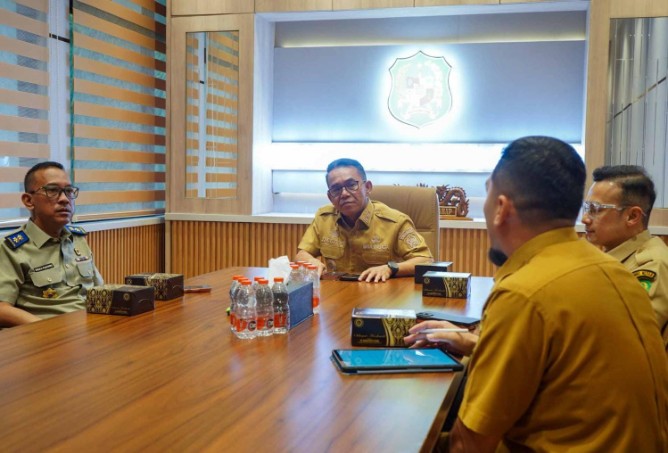 Wakil Wali Kota Medan Zakiyuddin Harahap saat menerima kunjungan jajaran BPN Kota Medan di Balai Kota Medan, Senin (14/9/2026).