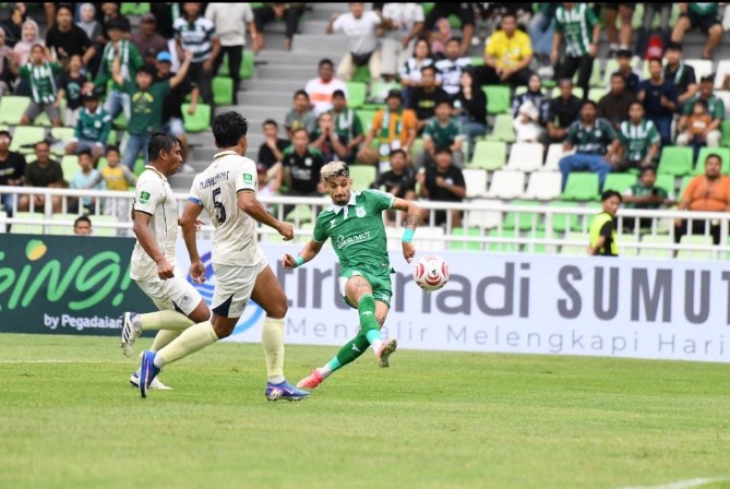 PSMS Medan saat menghadapi Persiku Kudus di Stadion Utama Sumut beberapa hari lalu
