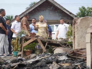 Kebakaran menghanguskan empat rumah warga di Dusun Pamah Tambunan, Desa Pamah Tambunan, Kecamatan Salapian, Kabupaten Langkat, Sabtu (24/10/2026).