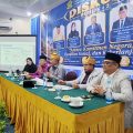 Ketua PW ISMI Sumut Prof. Nispul Khori (dua dari kiri), Anggota BPKH, Amri Yusuf (tengah), Kanwil Kemenhaj Sumut Zulkifli Sitorus (dua dari kanan) dan Prof. Muhammad Yafiz, dalam diskusi ISMI Sumut, Kamis (29/10/2026).(kaldera/HO)